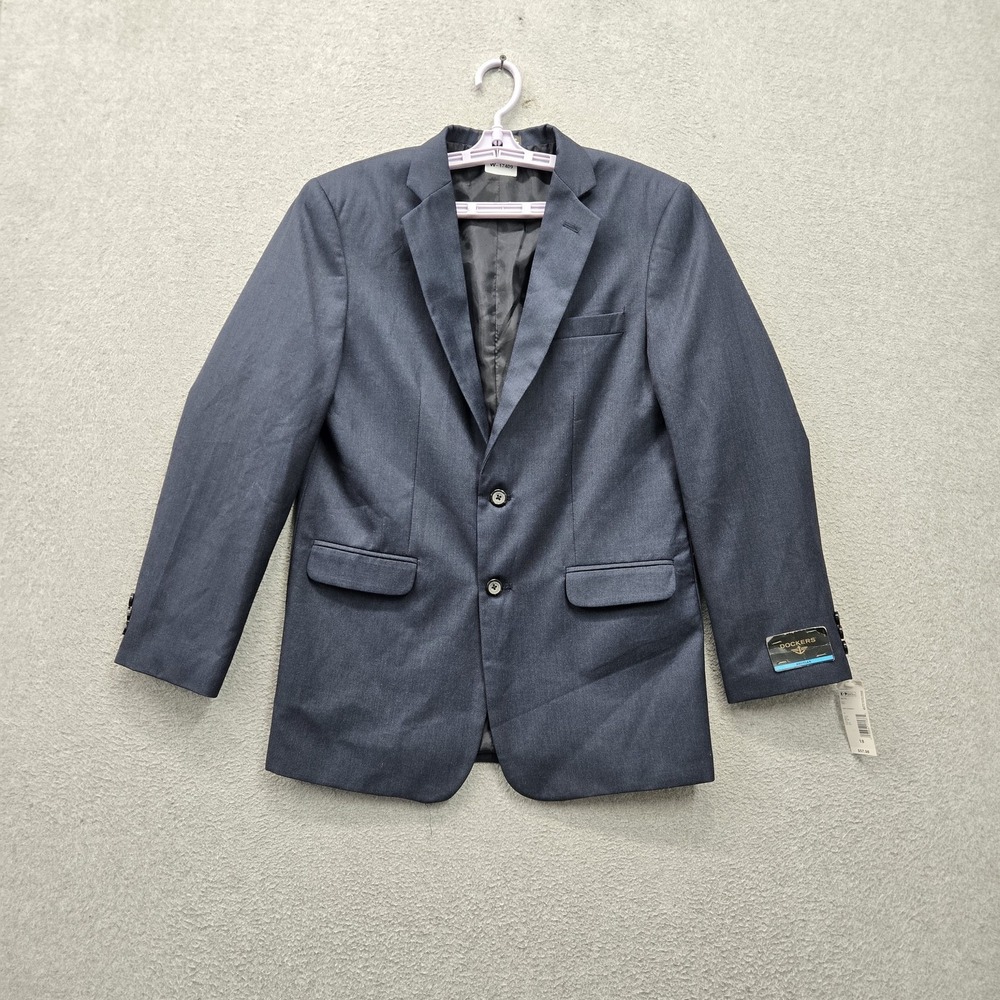 Dockers Boys Blazer 18 REGULAR Navy Suit Jacket Button Long Sleeve Lined NWT
